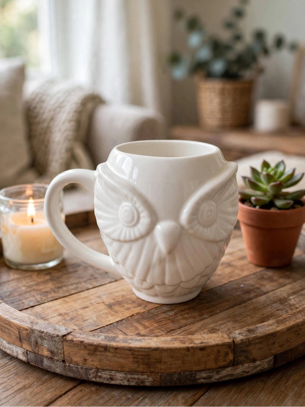 Indigo 3D Figural Owl Mug
